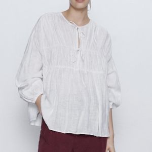 White linen oversized top